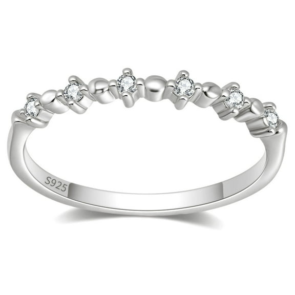 Elara Half Eternity Ring for Women Sterling Silver CZ Anniversary Weding Band Stackable by Ginger Lyne