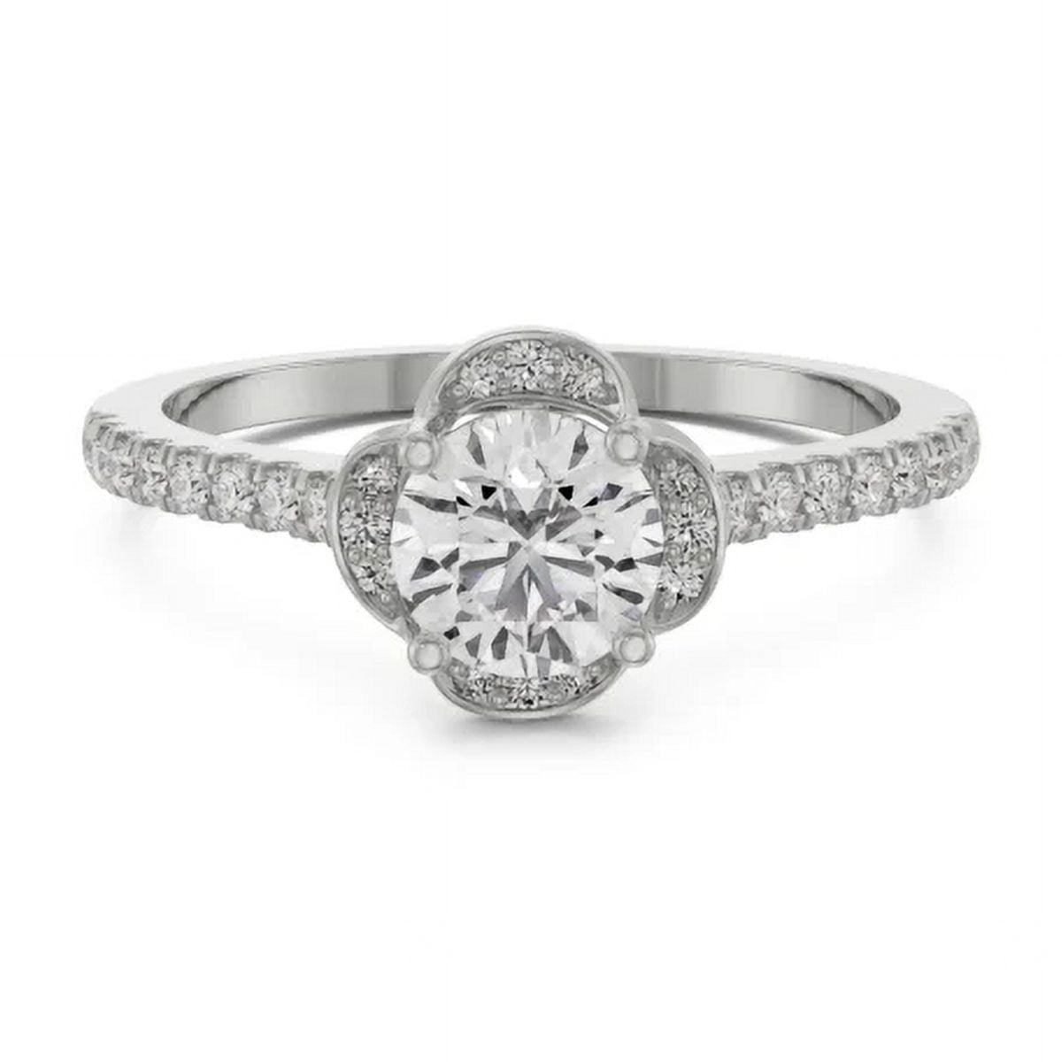 925 Sterling Silver Moissanite Ring Classic Style Round Cut Ring Single