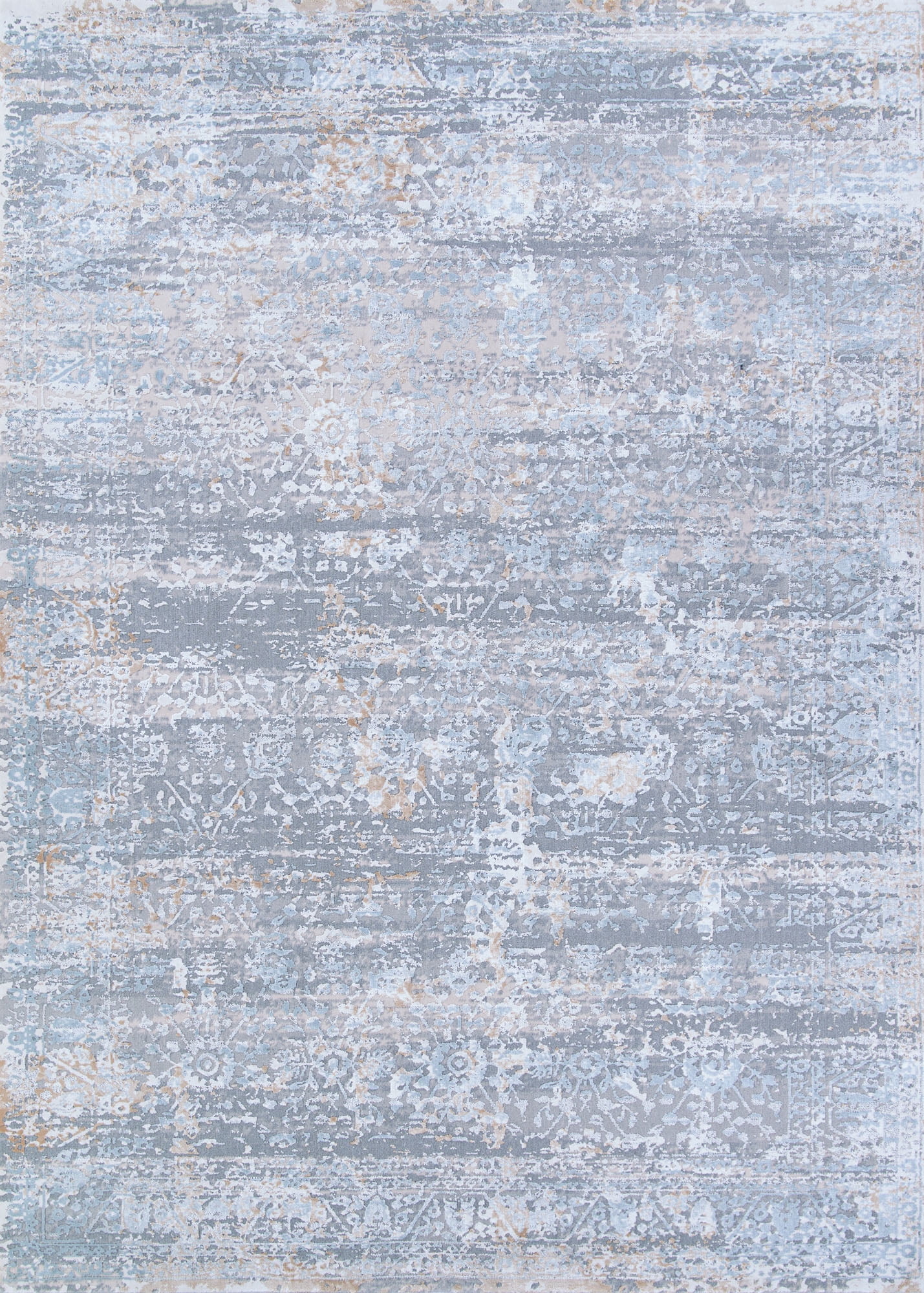 Mist Gray Abstract Viscose 2'x3'11" Easy-Care Area Rug
