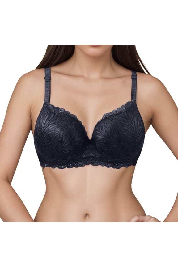 Aura Lane Womenâs French Lace Underwire Bra Lightweight Demi Bra with Sheer Mesh, Sexy Everyday Lingerie Black 85B