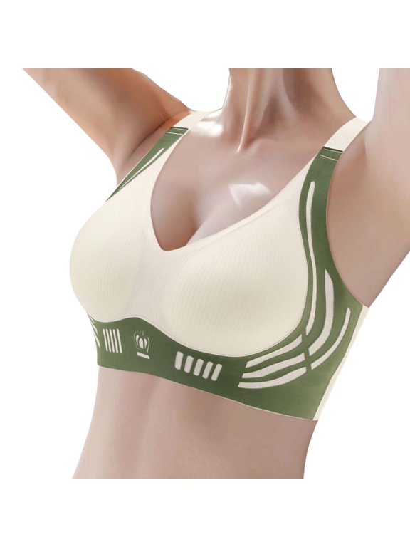 Aura Lane Women’s Minimizer Bra for Large Bust Seamless Wirefree Full Coverage Bra, Anti-Droop with Side Support for Armpit Fat Green XL