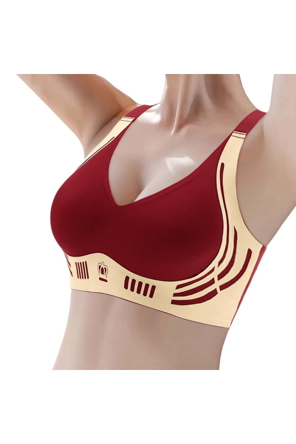 Aura Lane Women’s Minimizer Bra for Large Bust Seamless Wirefree Full Coverage Bra, Anti-Droop with Side Support for Armpit Fat Red L