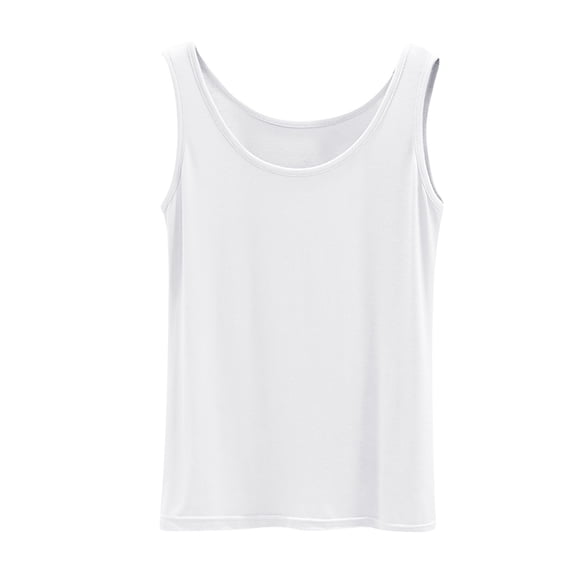 Elara Women’s Plus Size U-Neck Loose Fit Tank Top – Soft Cotton Summer Sleeveless Shirt, Casual Solid Camisole for Layering White XXL