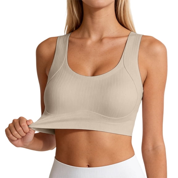 Elara Women’s Racerback Wireless Push Up Bra Anti-Sagging Beige XL