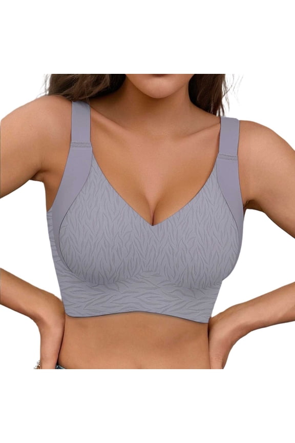 Women’s Seamless Wireless Push Up Bra Lifting Anti-Sagging Plus Size Full Figure Purple XXXL