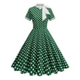 thumbnail image 1 of Elara Women's Vintage Polka Dot Swing Dress Short Sleeve Bow Neck Flared A-Line 50s Retro Party Dresses for Prom Wedding, 1 of 4
