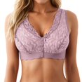 thumbnail image 1 of Elara Women’s Wireless Seamless Front Closure Push Up Bra Racerback Anti-Sagging Brick Purple L, 1 of 4