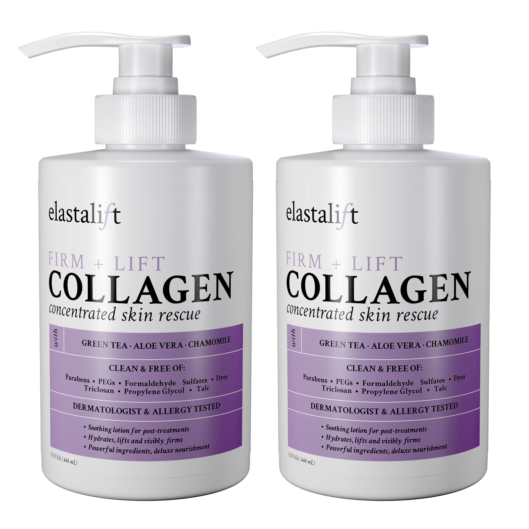 Elastalift Collagen Firming Body Cream with Aloe Vera for Hydrating Dry Skin. Set of Two 15 fl oz