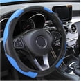 thumbnail image 1 of Elastic 15 Inch Carbon Fiber PU Leather Steering Wheel Cover, Non-Slip Protector, Universal Fit for Most Cars Blue, 1 of 6