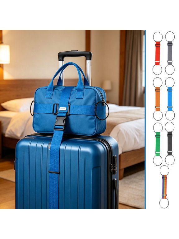Elastic Adjustable Luggage Straps For Suitcases, Practical Bag Strap to Connect Two Suitcases, Add-a-Bag Holder for Hands-Free Travel, Gray