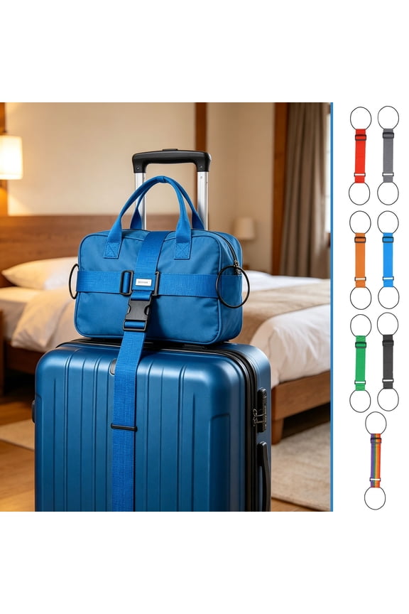 Elastic Adjustable Luggage Straps For Suitcases, Practical Bag Strap to Connect Two Suitcases, Add-a-Bag Holder for Hands-Free Travel, Red
