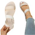 thumbnail image 1 of Elastic Ankle Strap Flat Sandals for Women Comfortable Elastic Strappy Sandals Round Toe Summer Slides for Walking Beach & Travel, 1 of 9
