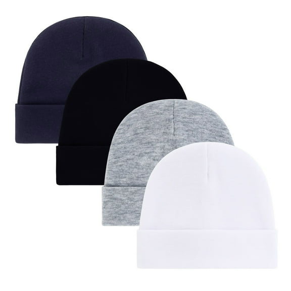 4pcs Soft Baby Bonnet Caps Stretchy Unisex Fetal Hats for 0-3 Month Olds Machine Washable Cotton Infant Accessories