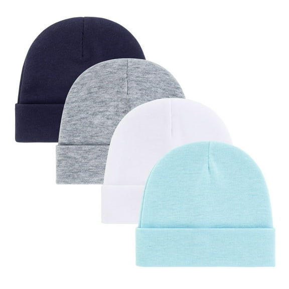 4pcs Soft Baby Bonnet Caps Stretchy Unisex Fetal Hats for 0-3 Month Olds Machine Washable Cotton Infant Accessories
