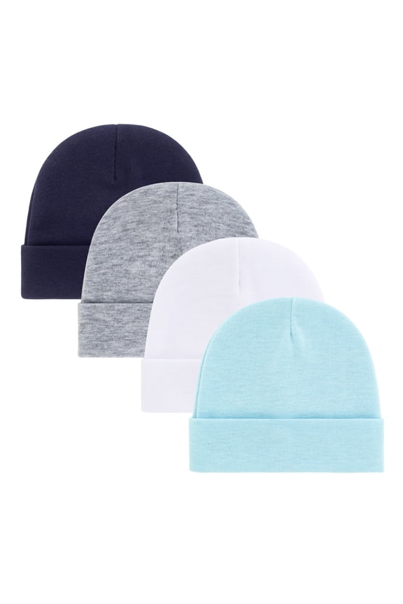 4pcs Soft Baby Bonnet Caps Stretchy Unisex Fetal Hats for 0-3 Month Olds Machine Washable Cotton Infant Accessories