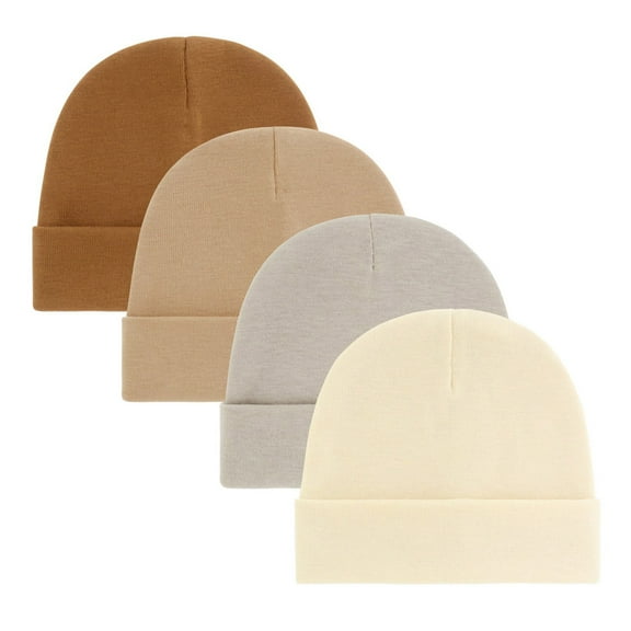 4pcs Soft Baby Bonnet Caps Stretchy Unisex Fetal Hats for 0-3 Month Olds Machine Washable Cotton Infant Accessories