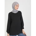 thumbnail image 1 of Elastic Balloon Sleeve Aerobin Blouse Black, 1 of 5