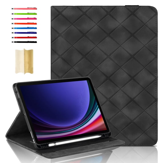 Elastic Band PU Leather Case for Samsung Galaxy S10 FE / S9 FE with Pencil Holder, Folio Cover Adjustable Stand - Multiple View Angles, for Samsung Galaxy S10 FE / S9 FE, Black