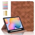 thumbnail image 1 of Elastic Band PU Leather Case for Samsung Galaxy Tab S6 Lite 10.4" 2024 / 2022 / 2020 with Pencil Holder, Smart Folio Cover Adjustable Stand - Auto Wake/Sleep and Multiple View Angles, Brown, 1 of 8