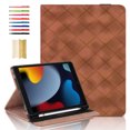 thumbnail image 1 of Elastic Band PU Leather Case for iPad 5th/6th/Pro 9.7" 2016/2017/2018 with Pencil Holder, Smart Folio Cover Adjustable Stand - Auto Wake/Sleep and Multiple View Angles, Brown, 1 of 8