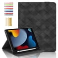 thumbnail image 1 of Elastic Band PU Leather Case for iPad Pro 10.5" / Air 3 2019, for iPad 10.2" 2021/2020/2019 with Pencil Holder, Smart Folio Cover Adjustable Stand - Auto Wake/Sleep and Multiple View Angles, Black, 1 of 8