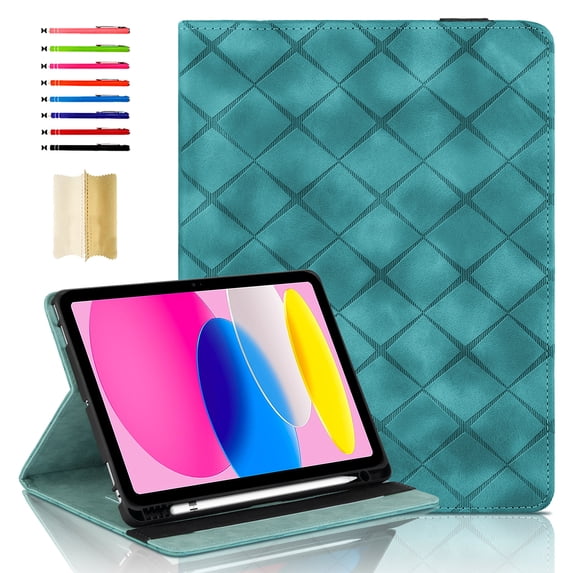 Elastic Band PU Leather Case for iPad Pro 12.9" 2018/ 2020 / 2021 / 2022 with Pencil Holder, Smart Folio Cover Adjustable Stand - Auto Wake/Sleep and Multiple View Angles, Green