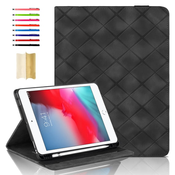 Elastic Band PU Leather Case for iPad mini 1/2/3/4/5 with Pencil Holder, Smart Folio Cover Adjustable Stand - Auto Wake/Sleep and Multiple View Angles, Black