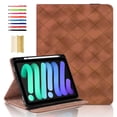 thumbnail image 1 of Elastic Band PU Leather Case for iPad mini 7th Gen (A17 Pro) 2024 / mini 6th Gen 8.3" 2021 with Pencil Holder, Smart Folio Cover Adjustable Stand - Auto Wake/Sleep and Multiple View Angles, Brown, 1 of 8