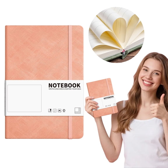 Elastic Band PU Leather Hardcover Lined Notebook, Lay Flat Writing Journal with Page Marker Ribbon, Minimalist Aesthetic Diary for Office Business School Travel Daily Planning