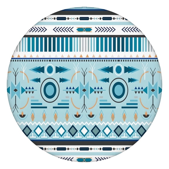 Elastic Band Round Table Cover in Floral Print, Boho Style Stretch Cloth for 38-42 Inch Tables, All-Season Table Decor