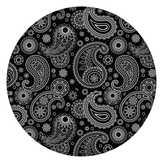 Elastic Band Round Tablecloth Bohemian Floral, Stretch Cover for 38-42 Inch Tables, Durable for Party Event Garden Use