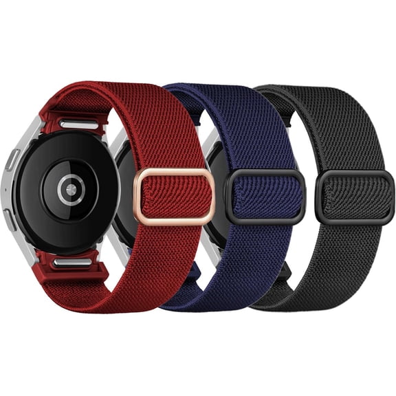 Elastic Band for Samsung Galaxy Watch 7/6/5/4 40mm 44mm/5 Pro Band 45mm/Watch 6/4 Classic Band 46mm 42mm 47mm 43mm/FE Men/Women,No Gap One Click Nylon Strap for Samsung Watch 4 5 6 7 Correa Reloj,3PC