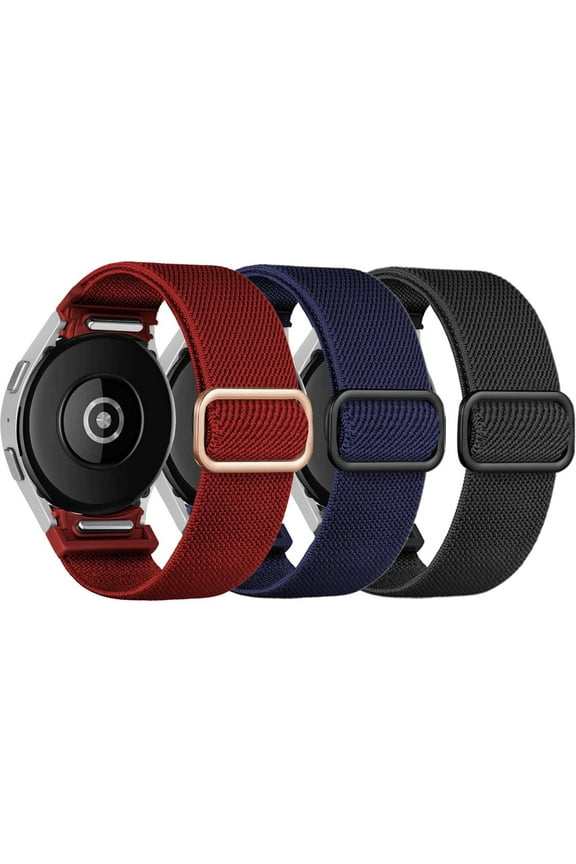Elastic Band for Samsung Galaxy Watch 7/6/5/4 40mm 44mm/5 Pro Band 45mm/Watch 6/4 Classic Band 46mm 42mm 47mm 43mm/FE Men/Women,No Gap One Click Nylon Strap for Samsung Watch 4 5 6 7 Correa Reloj,3PC