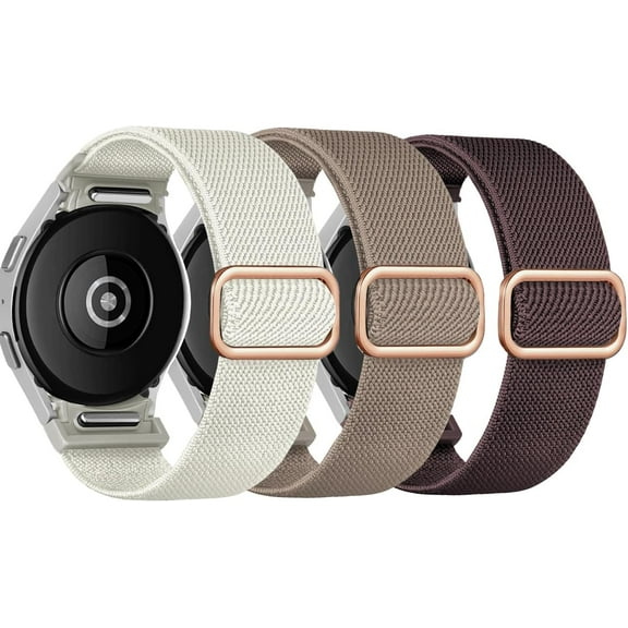 Elastic Band for Samsung Galaxy Watch 7/6/5/4 40mm 44mm/5 Pro Band 45mm/Watch 6/4 Classic Band 46mm 42mm 47mm 43mm/FE Men/Women,No Gap One Click Nylon Strap for Samsung Watch 4 5 6 7 Correa Reloj,3PC