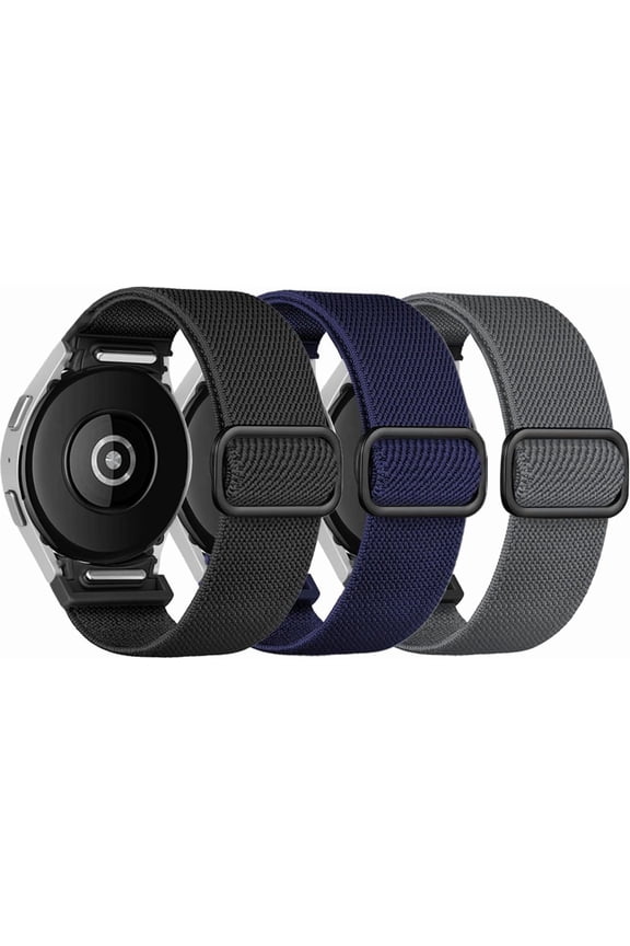 Elastic Band for Samsung Galaxy Watch 7/6/5/4 40mm 44mm/5 Pro Band 45mm/Watch 6/4 Classic Band 46mm 42mm 47mm 43mm/FE Men/Women,No Gap One Click Nylon Strap for Samsung Watch 4 5 6 7 Correa Reloj,3PC