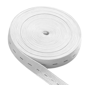 Elastic Band for Sewing,0.8 inch Elastic String Strap Cord with Buttonholes,High Elasticity Knit Bands Spool Pant Waist Tightener,Stretchable Elastic String for Pants, Clothes, and Fixes,White 1PCS