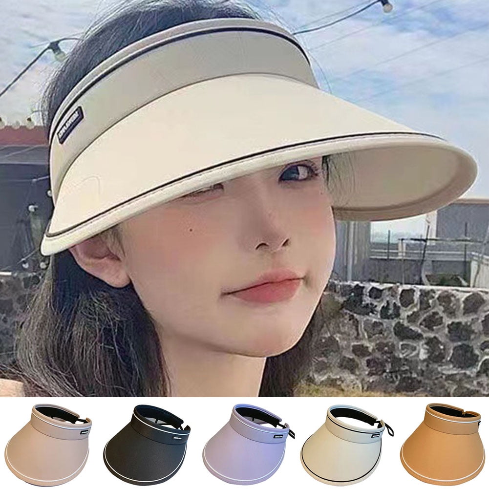 Elastic Band Sun Visors for Women Long Hair Empty Top Adjustable