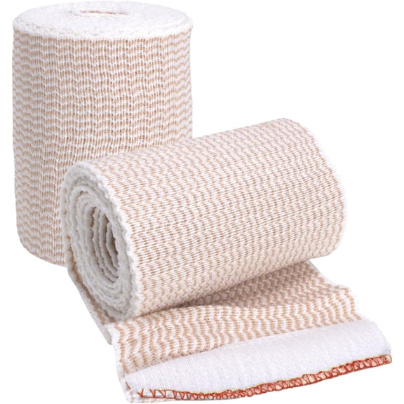 Elastic Bandage Wrap, 3 in x 15 ft Stretch, Hook & Loop Reusable Body Compression Bandage Wrap for Wrists, Elbow, Knees, Ankles & Feet (2)