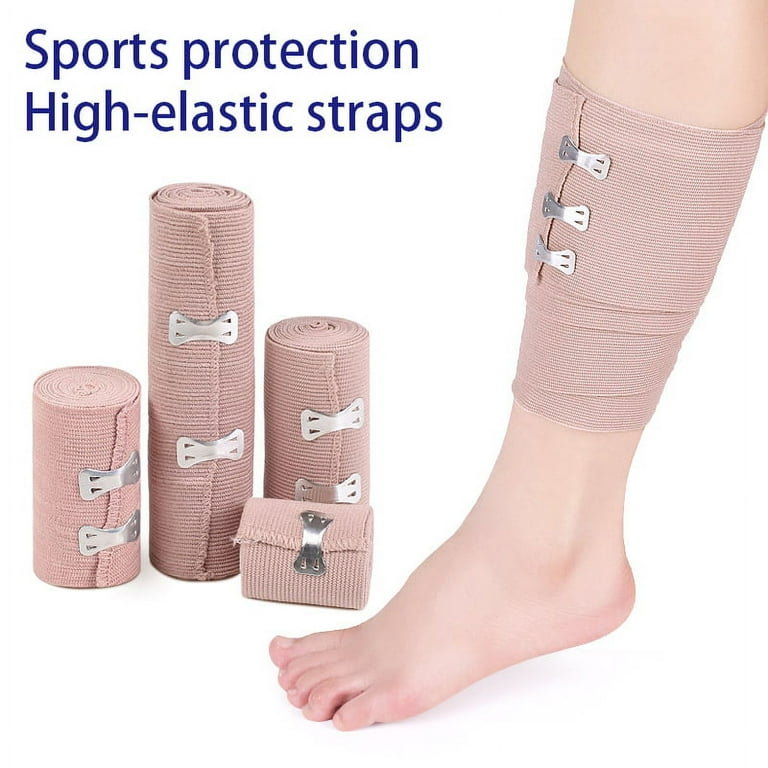 Elastic Bandage with Clips High Elasticity Latex Free Compression Body Joint Wrap Roll Washable Reusable for Sports 4 Pack