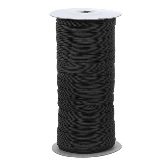 Elastic Bands 1/4 Inch x 50 Yards Polyester Flat Elastic Cord Stretch Strap for Sewing Crafting DIY, Black