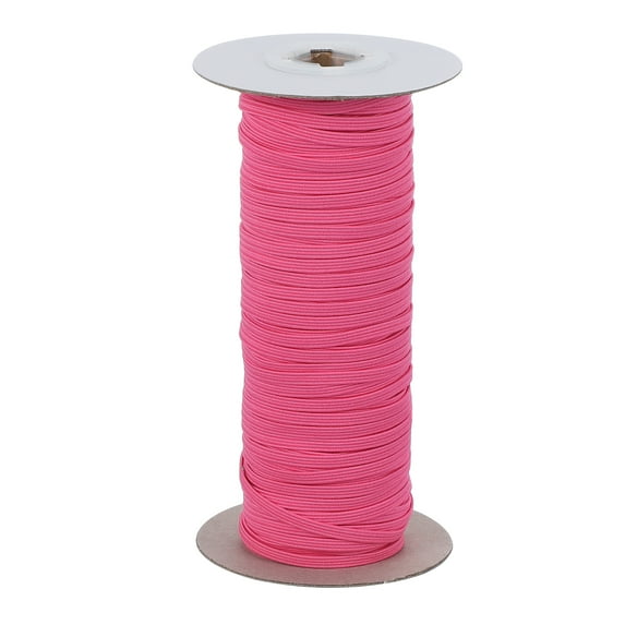 Uxcell Elastic Band, Polyester Flat Elastic Cord Stretch Strap for Sewing and DIY Projects Bright Pink 1/8 inch x 50 Yards