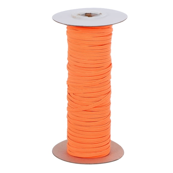 Uxcell Elastic Band, Polyester Flat Elastic Cord Stretch Strap for Sewing and DIY Projects Fluorescent Orange 1/8 inch x 50 Yards