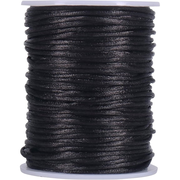 Elastic Beading String,328Ft Nylon Satin Cord,DIY Craft Satin String,Chinese Knotting Cord,Friendship Bracelet Cord,for Kids Adult Jewelry Making and All Pther Crafting (Black)