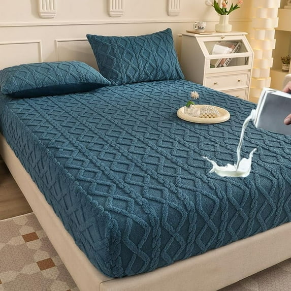 Elastic Bed Sheets, Elastic Bedsheets Queen/King/Full/Double Size, Luxury Waterproof Breathable Mattress Protector Covers (Blue,Queen)