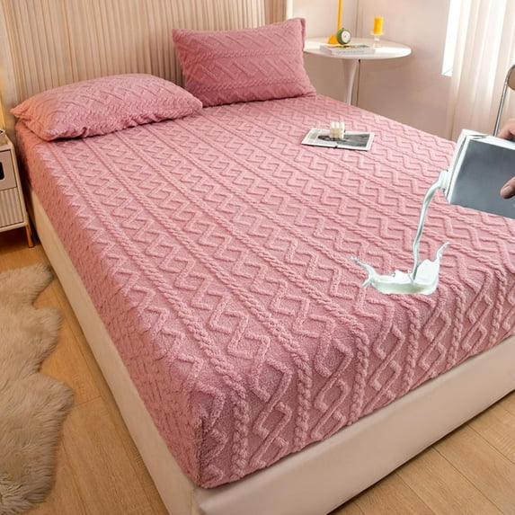 Elastic Bed Sheets, Elastic Bedsheets Queen/King/Full/Double Size, Luxury Waterproof Breathable Mattress Protector Covers (Pink,Queen)