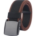 thumbnail image 1 of Elastic Belts Men Stretch Canvas Belt Durable Plastic Buckle for Work Travel Sports Trim to Fit 27- 46" Waist (Black & Coffee), 1 of 7