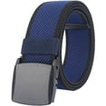 thumbnail image 1 of Elastic Belts Men Stretch Canvas Belt Durable Plastic Buckle for Work Travel Sports Trim to Fit 27- 46" Waist(Blue Strap Black Edge), 1 of 7
