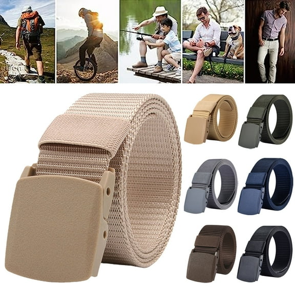 Elastic Belts Men Stretch Canvas Belt Durable Plastic Buckle for Work Travel Sports Trim to Fit 27-46" Waist