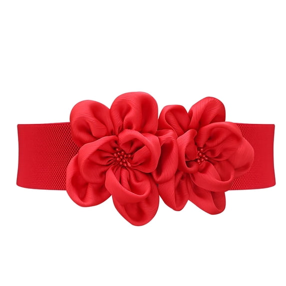 Elastic Belts for Women Silver Buckle Belts for Women Silver Buckle Wide Stretchy Belts for Women Wide Belts for Women Fashion Elastic Belt for Dresses Red Stretch Belts for Women,Red