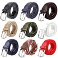 thumbnail image 1 of Elastic Belts for Men, Braided Belt, Canvas Woven Elastic Stretch Belts for Men/Junior, Red on Gray, 1 of 7